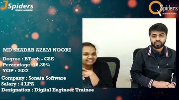 SUCCESSFULLY PLACED AS DIGITAL ENGINEER TRANIEE from JSpiders BTM | STUDENT REVIEW | 2022 Placements