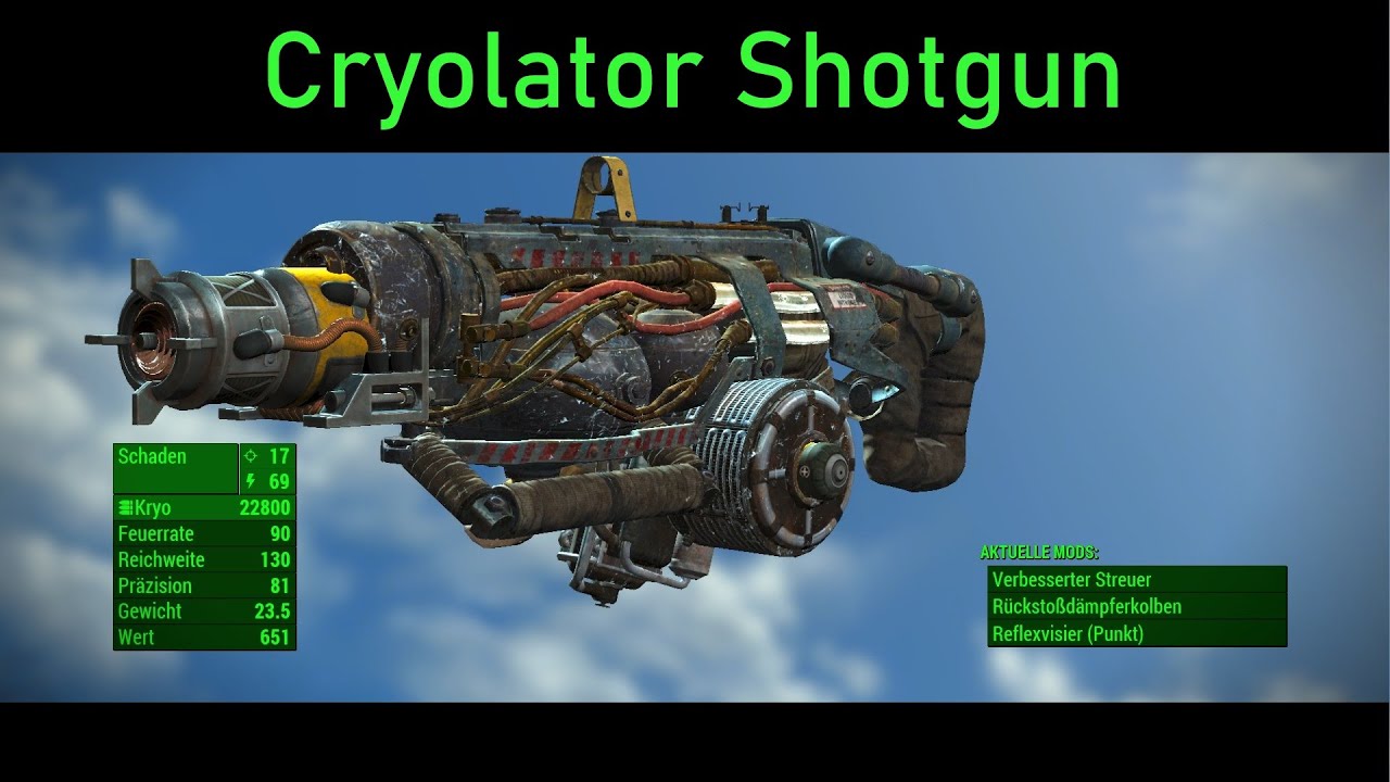 Fallout 4: See you gator, Cryolator - Cryolator Gauss Shotgun + Weapon Stacking