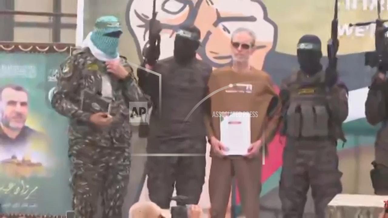 Israeli hostages Eli Sharabi, Ohad Ben Ami and Or Levy handed over by Hamas-led militants in Gaza