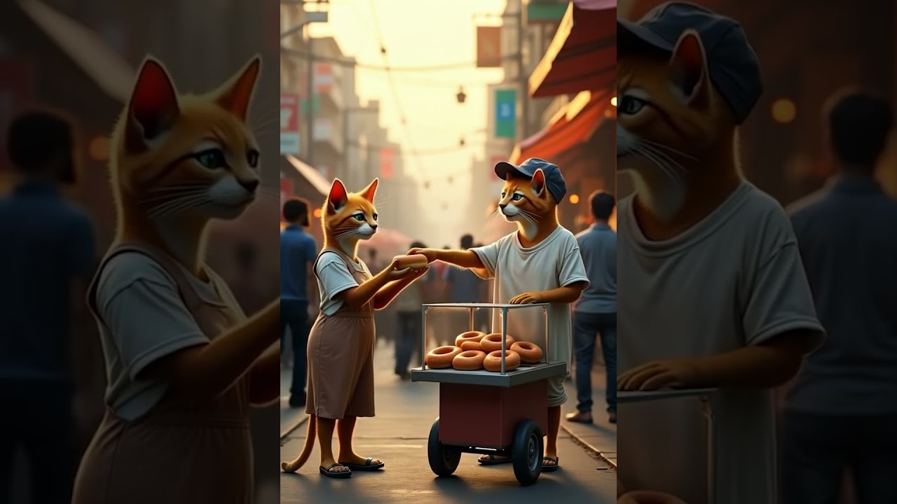 😢💔 Poor Cat Sells Donuts 🍩 