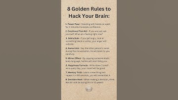 8 Golden Rules to Hack Your Brain  #psychology #motivation #facts #shorts
