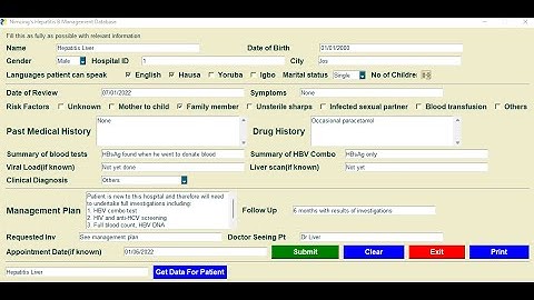 Hepatitis Management Database tool - Nimzoft #python #pysimplegui #database