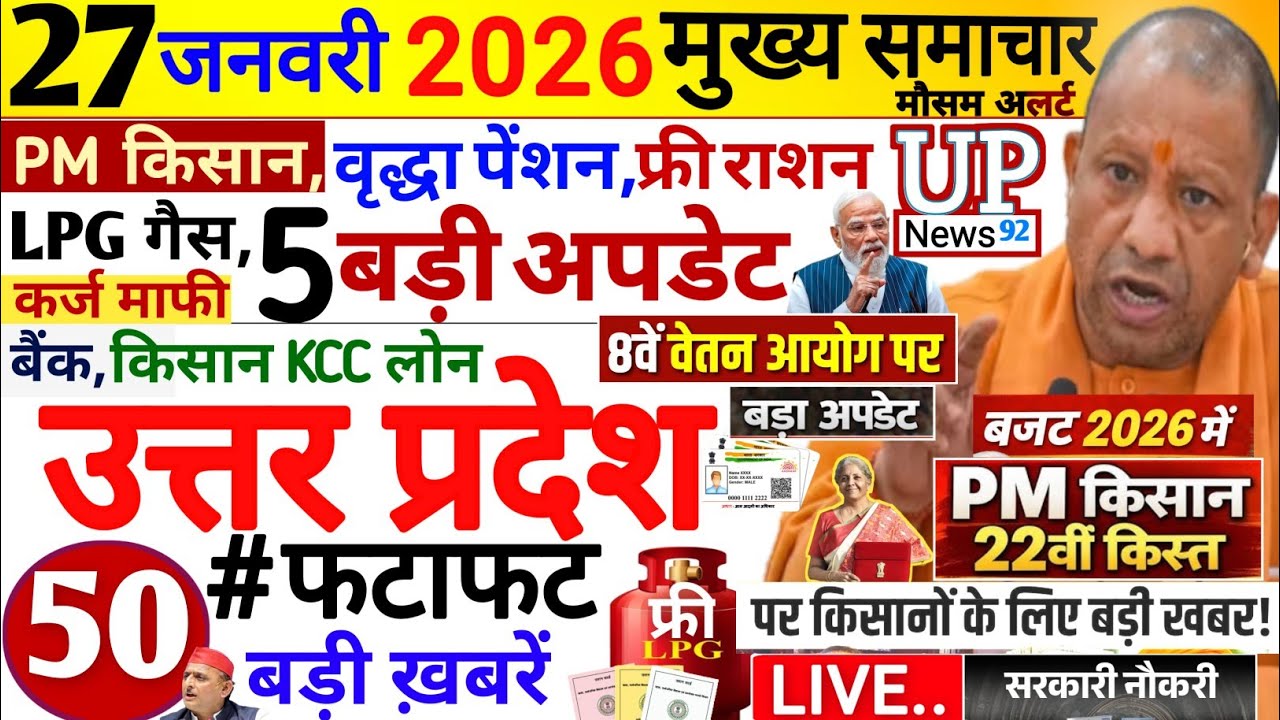 Today Up News 27 January 2026 | Uttar Pradesh Latest News |Cm Yogi |PM Modi,Up breaking News