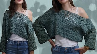 Famous Slouchy Sweater Crochet Tutorial ✿ off the shoulder top ✿ beginner friendly Net Worth