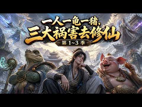 【精選完結漫劇】《一人一龜一豬，三大禍害去修仙》第1~3季 一口氣看完！#爽劇#漫剧