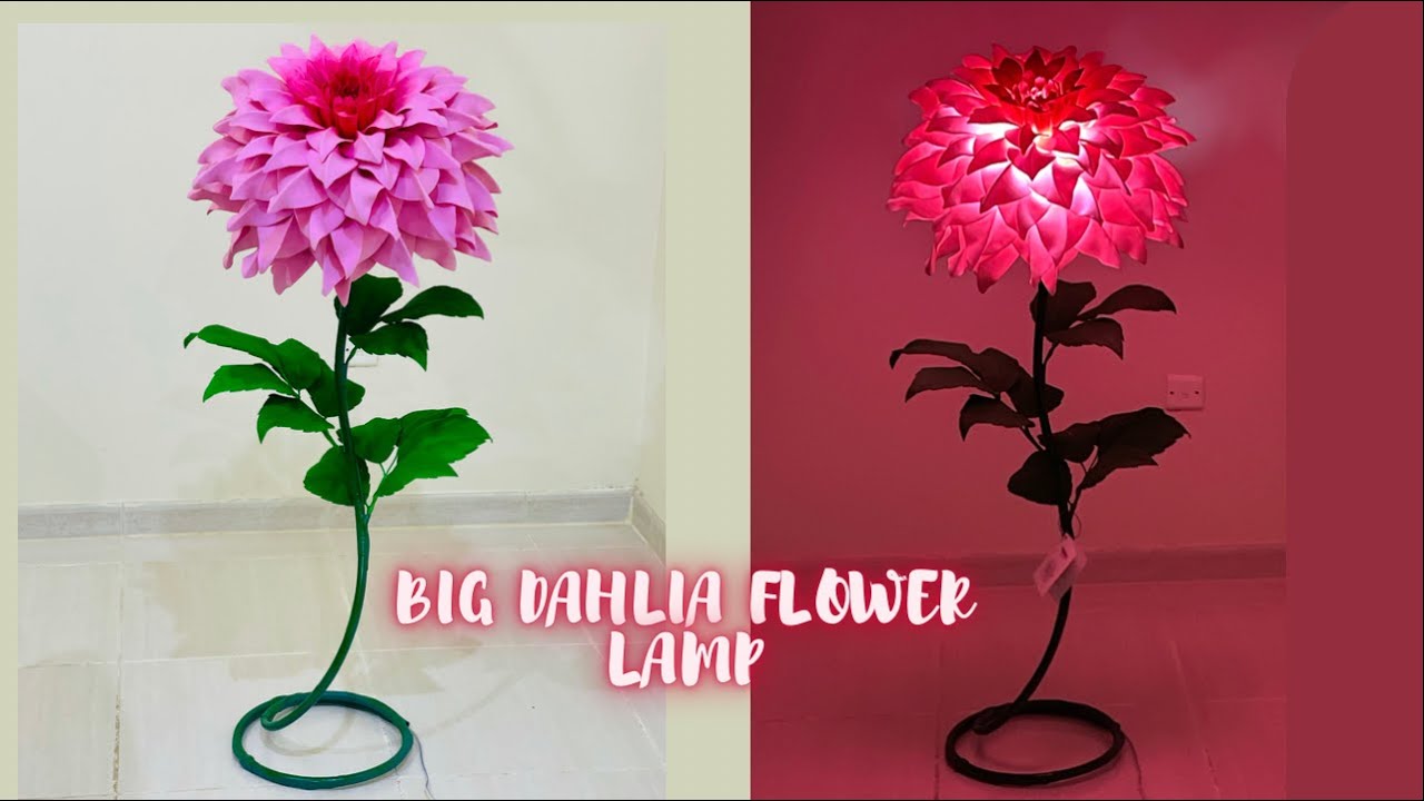 how to make big dahlia flower lamp || flower art || home decorations