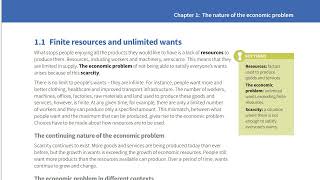 IGCSE Economics Chapter 1: The nature of the economic problem