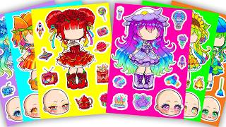 🌺Paper DIY🌺 Adorable Blooms Series X Gacha Sticker Book #doll #paperdiy #gachalife #asmr #cute