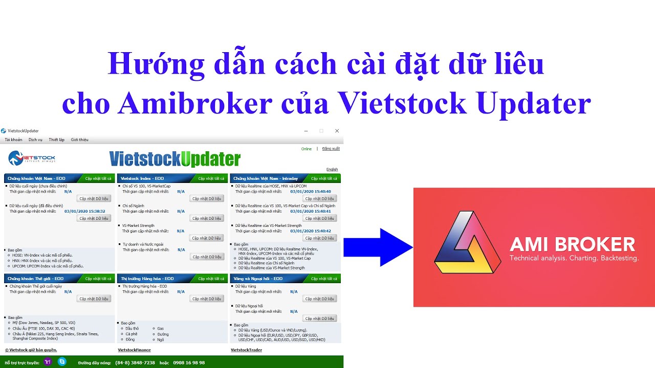 Hướng dẫn cách cài đặt dữ liệu Amibroker Vietstock... - youtube