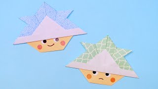 こどもの日折り紙「兜をかぶった男の子」の折り方を音声解説（ともきち）