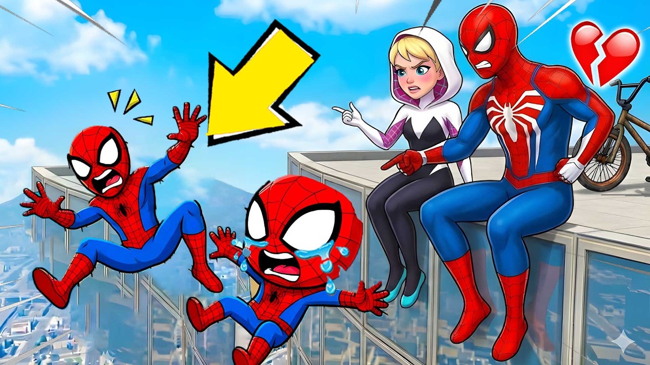 HOMEM ARANHA FICOU FURIOSO, PERDEU O CONTROLE E CAIU DO PRÉDIO e O BEBÊ HOMEM ARANHA NO GTA 5! 😱🏢💥