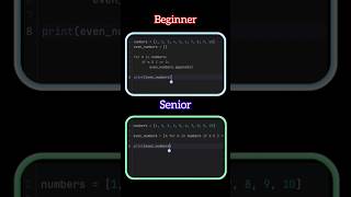 Beginner vs Senior Python Code 😳 | Pick Even Numbers