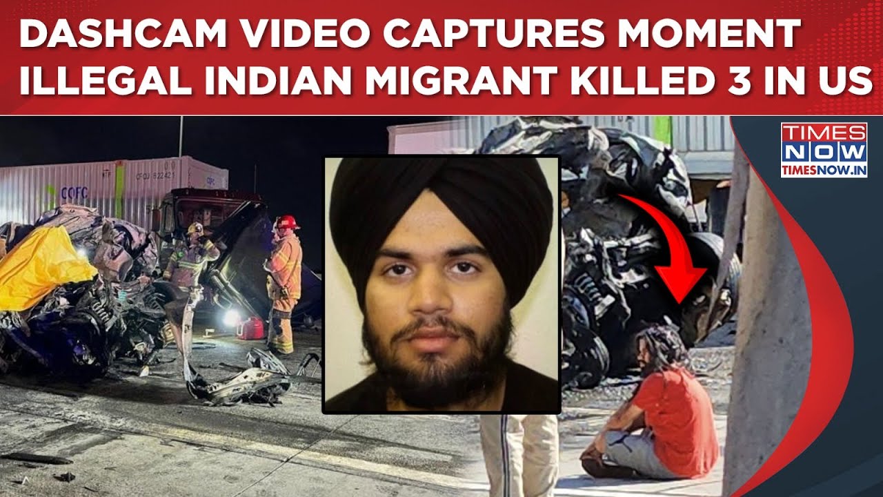 Exact Moment A 21-Yr-Old Illegal Indian Migrant Killed 3 In US Crash| Dashcam Video Captures Horror