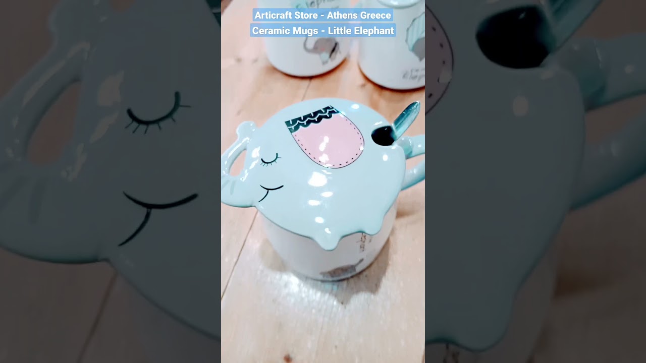 Ceramic Mug with Lid and TeaSpoon | ArtiCraft Store | The Little Elephant