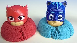 Learn Colors With Kinetic Sand And Pj Masks Toys Catboy Owlette Gekko Romeo And Night Ninja Action