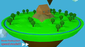 Blender speed art | floating island cabin