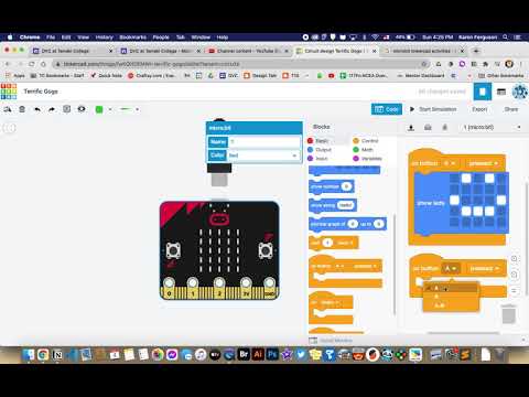 Microbit Simulator on Tinkercad - Coding the A and B buttons