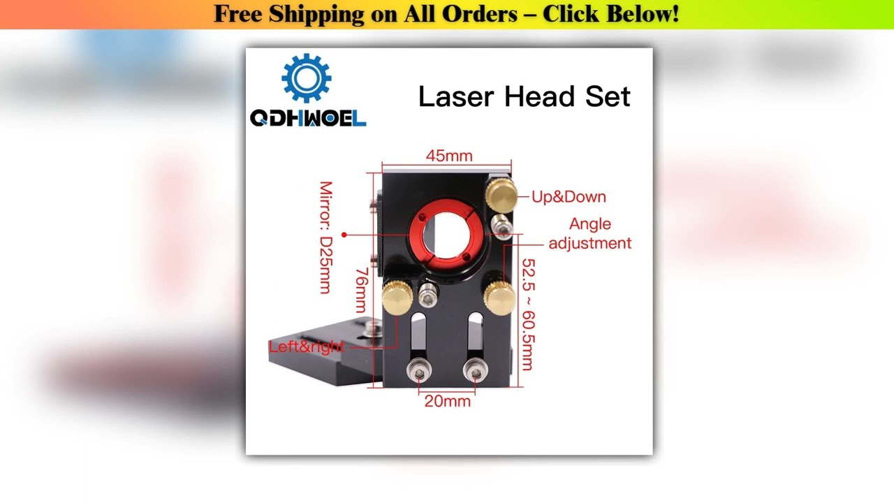 QDHWOEL CO2 Laser Head Set Lens D20 Focus Length 50.8/63.5/101.6mm Integrative Mount Dia.25 Mirror