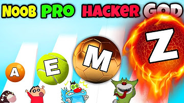 NOOB vs PRO vs HACKER vs GOD In A-Z Ball Run Android iOS Oggy, Jack, Shinchan, Bob || Daddy Gaming