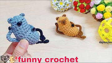 Crochet funny animal amigurumi keychain | Hướng dẫn móc thú len vô tri làm móc khóa