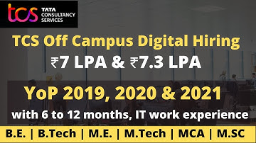TCS Recruitment 2022 | TCS Off Campus Digital Hiring | ₹7 LPA & ₹7.3 LPA