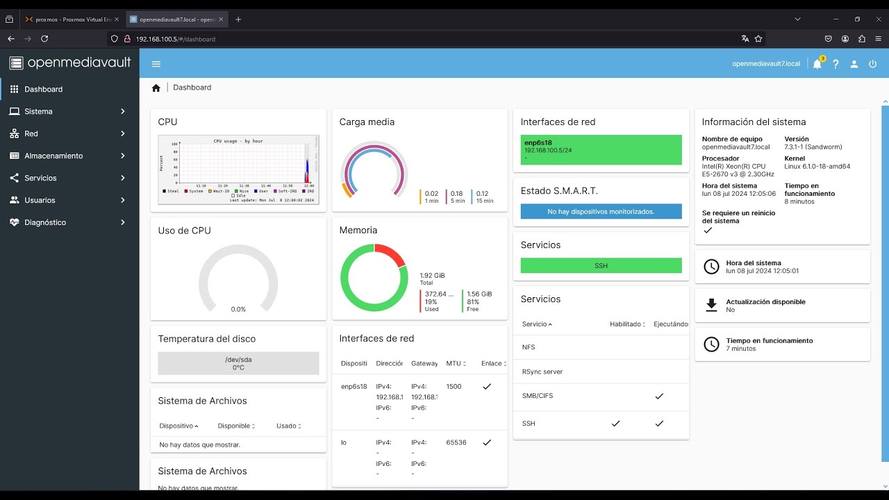 Proxmox, Instalación de Open Media Vault 7. - YouTube