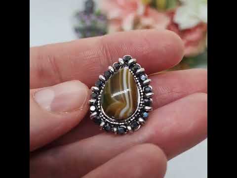 Ошатні сережки краплі стиль вінтаж натуральний камінь жовтий агат та кристали, видео 1