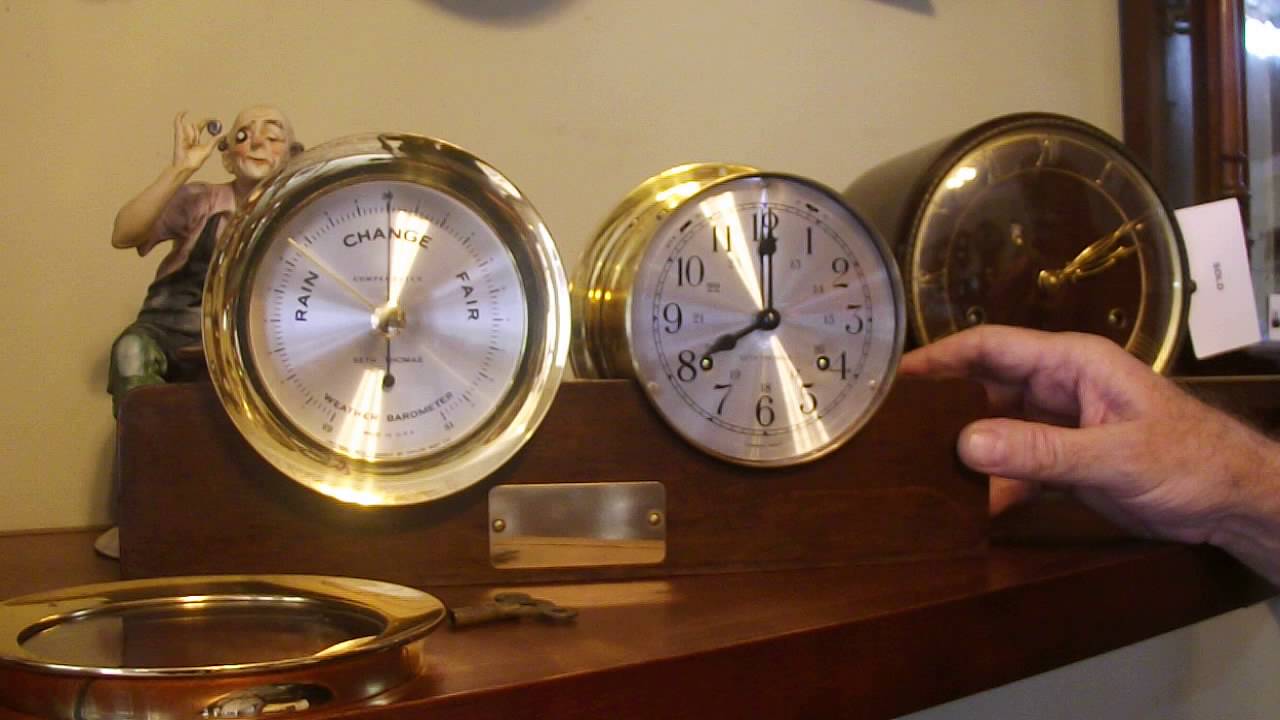 Seth Thomas Corsair Ships Clock and Barometer Set with Base YouTube