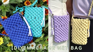 [DIY]마크라메 네트백 I 마크라메 핸드폰가방 I 마크라메 텀블러가방 I macrame net bag I macrame cell phone bag I tumbler bag