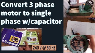 How to convert 3-phase motor to single-phase by adding a capacitor | Colchester lathe coolant pump