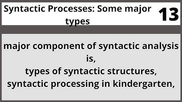 Syntactic Processes: Some major types Eng455 Lecture in Hindi Urdu 13