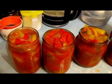 Видео рецепт Лечо с томатным соком на зиму