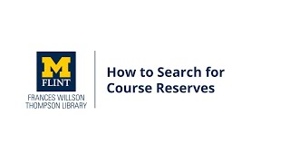 How to Search for Course Reserves