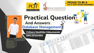 DBMS Question Session Task No  08| 1st Year | Semester 01 | Java Institute | Vidhura Udayananda
