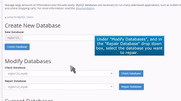 How to repair a MySQL database - relatehost: how to repair a mysql database  in cpanel