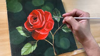 How to Paint Red Rose / Acrylic Painting / Correa Art