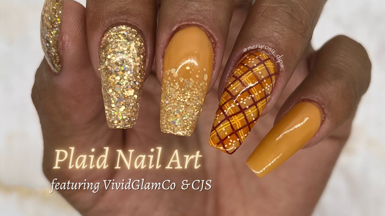 Fall Plaid Nail Art & Dip Powder Nails VividGlamCo & Clear Jelly Stamper YouTube