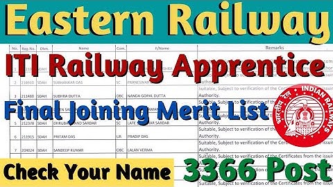 Eastern Railway Apprentice Final Joining Merit List जारी, Railway Apprentice Joining Merit List 2022