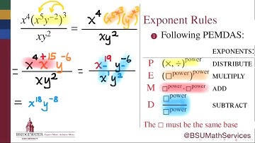 Simplifying Using Exponent Rules (MATH 095 Goal Topic 6A)