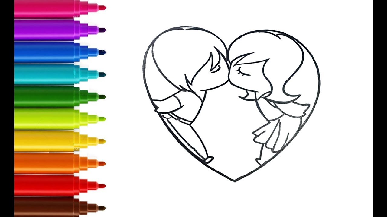 Enti How To Color A Cute Kiss For Valentine S Day Coloring Pages For Kids Youtube