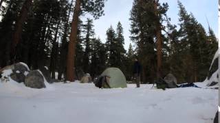 Time lapse of Tent setup in Yosemite Wilderness in Winter