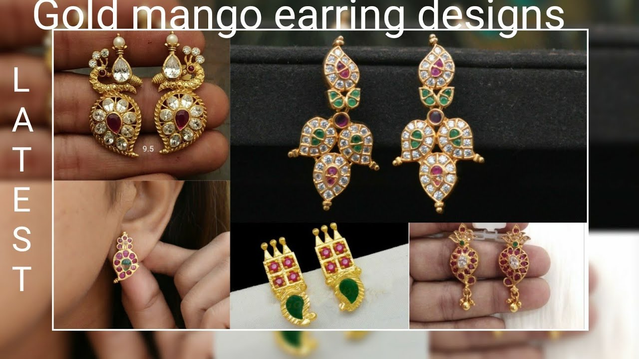 Stunning White Stone Mango Design Earrings - South India Jewels