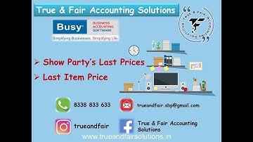 36. How to set Automatic Last Voucher Prices in Busy Accounting Software | 8338 833 633 | T&F