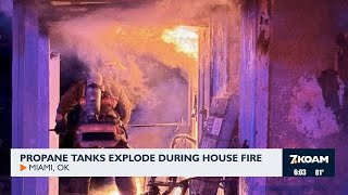 Propane tanks explode during house fire