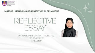 MGT548 SELF REFLECTION ASSIGNMENT