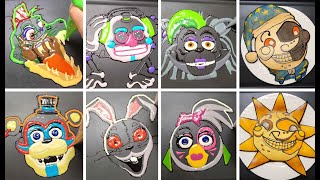 Five nights at Freddys, Fnaf Security Breach, Pancake art Challenge/ Gator,  Freddy, Sun drop..