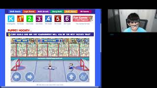 Aadit plays 'Puppet Hockey' on MathPlayground.com