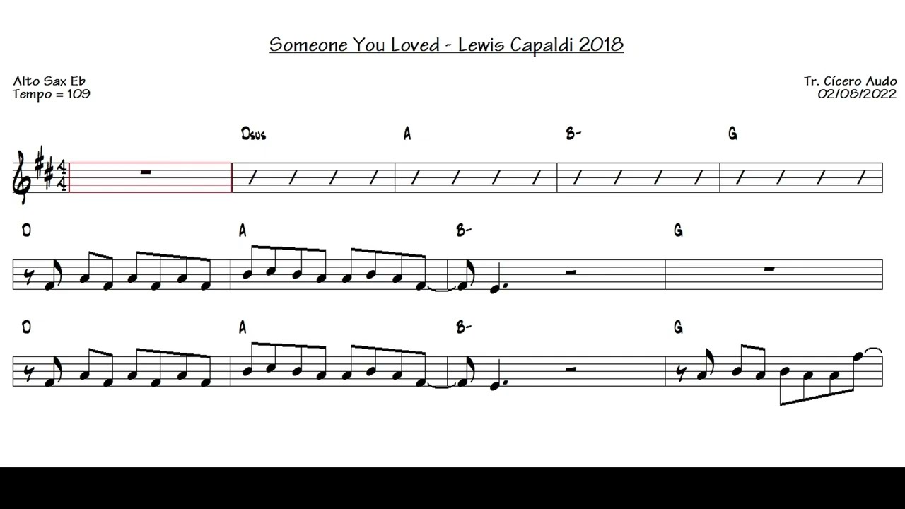 Someone You Loved - Lewis Capaldi 2018 (Alto Sax Eb) [Sheet music]