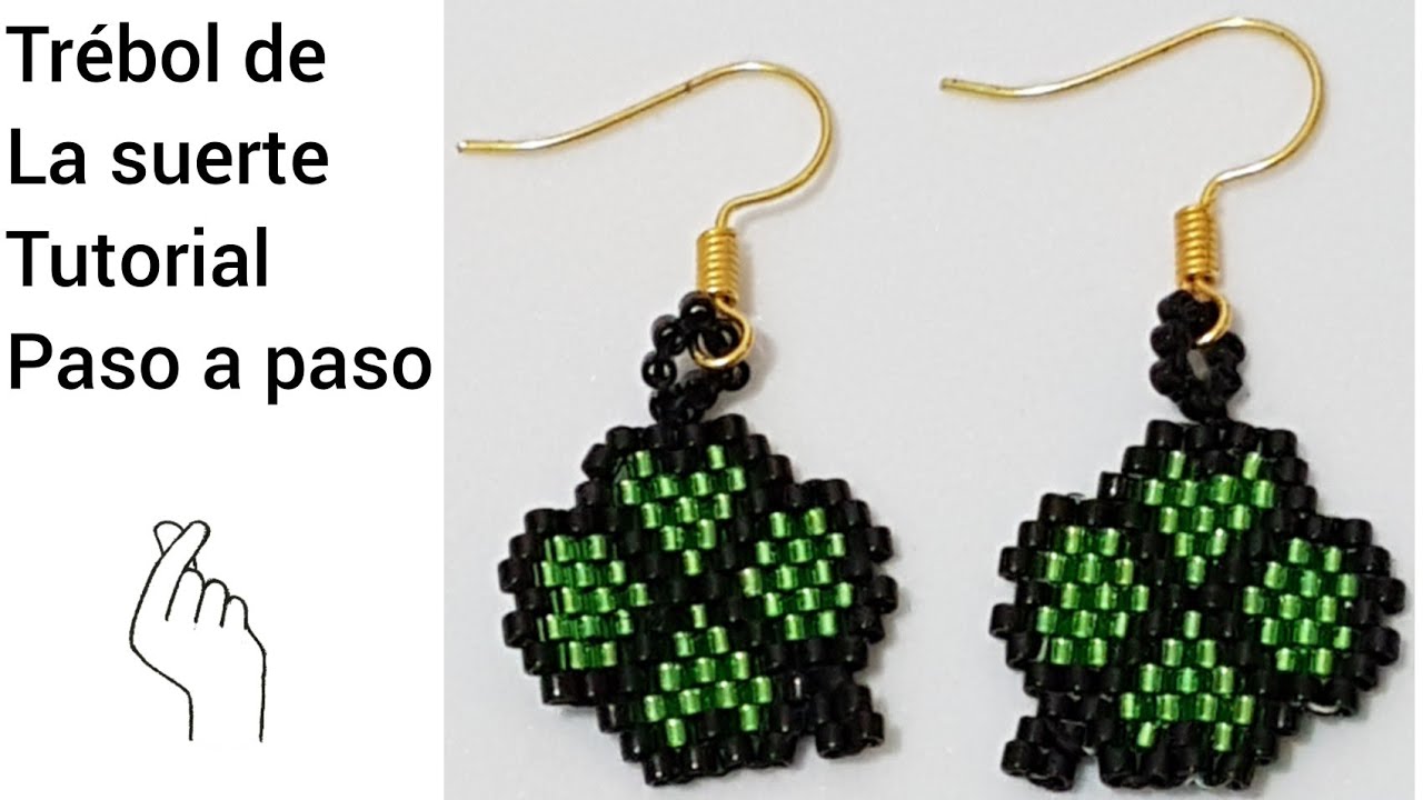 Cómo hacer trébol de la suerte con Delicas/Miyuki*Aretes fácil y rápido de hacer paso a paso