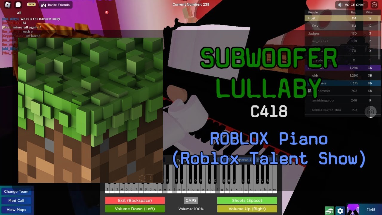 C418 Subwoofer Lullaby Roblox Got Talent (ROBLOX Piano Cover) YouTube